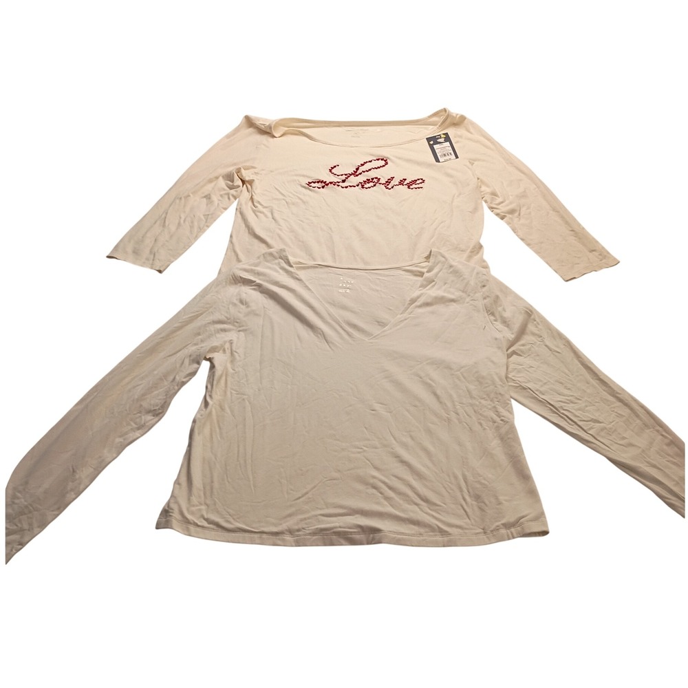 A New Day & Universal Thread Tops Women's 2-Pack V-Neck Crew White Bundle XXL